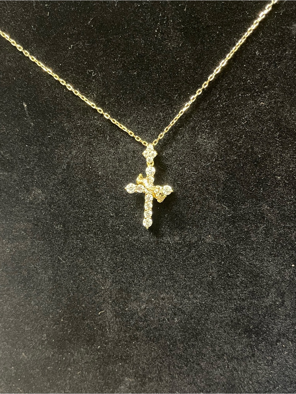 Gold Over Sterling Silver 1.51 CT Moissanite Cross & Crown Pendant Necklace